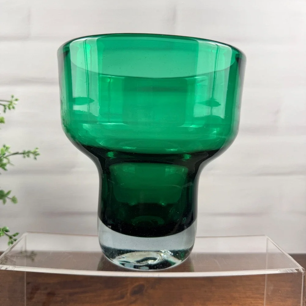 Blenko 596 Nile Green Art Glass Vase Wayne Husted Mid Century
